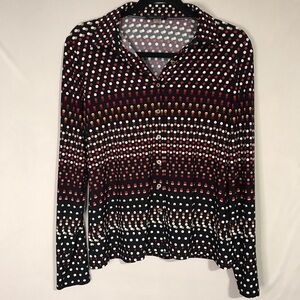 Tommy Hilfiger Button Down Long Sleeve Shirt Size Small, V-Neck, Multi Coloured